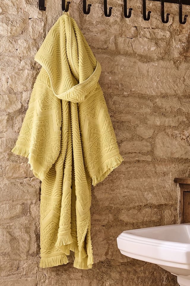 Christy CHRISTY Women's 'Boho' Retro Fringed Cotton Poncho in Yellow - 2