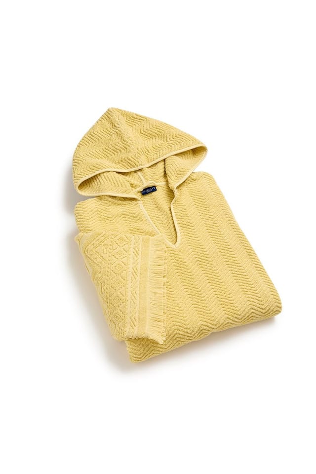 Christy CHRISTY Women's 'Boho' Retro Fringed Cotton Poncho in Yellow - 3