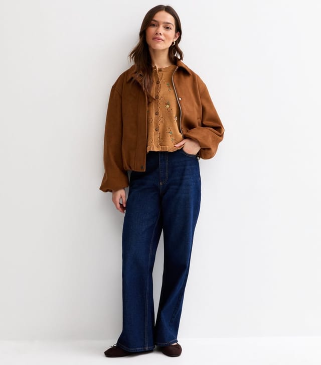 New Look Women's Petite Brown Cotton Rich Embroidered Scalloped Trim Waistcoat New Look - 3