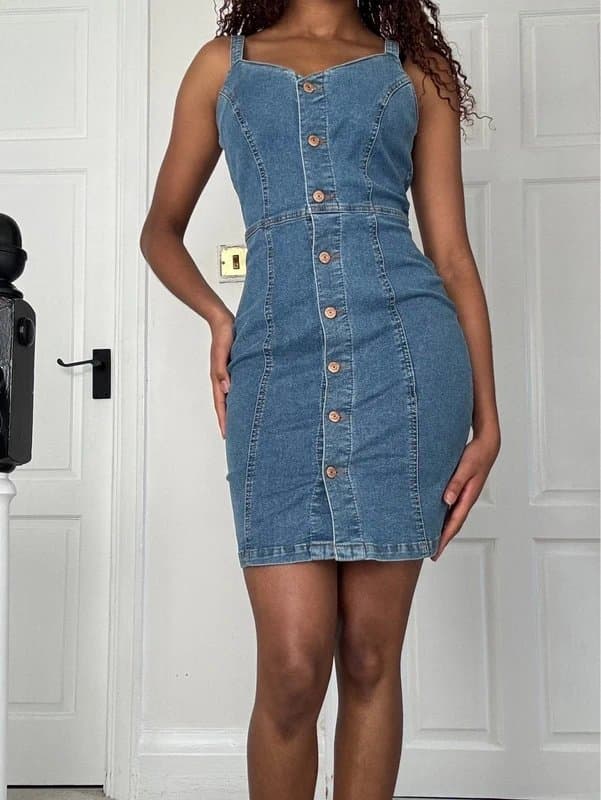 New Look Denim bodycon button up dress