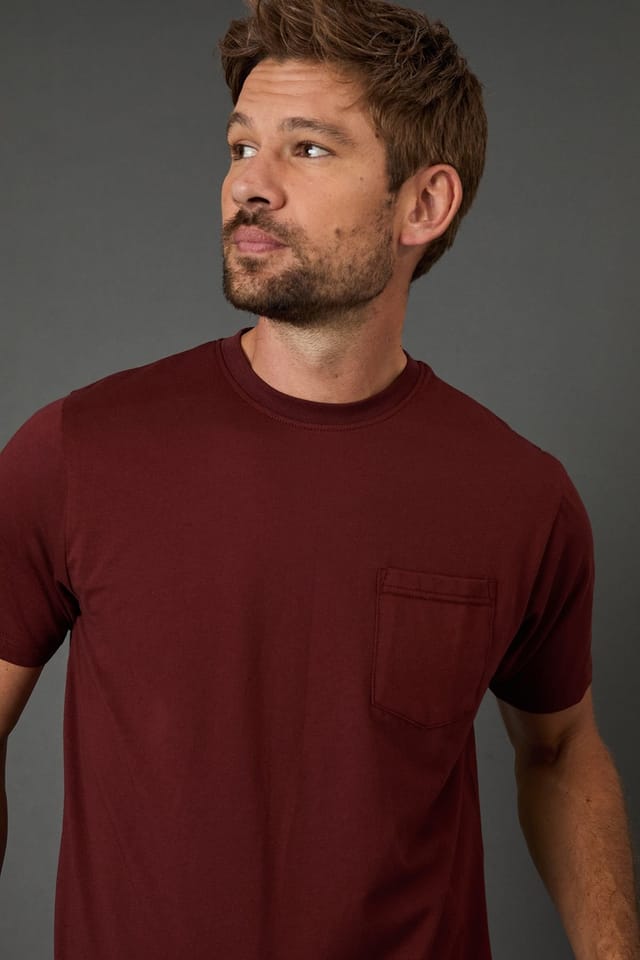 Maine Maine Men's Dark Red Short Sleeve T-Shirt With Pocket - 2