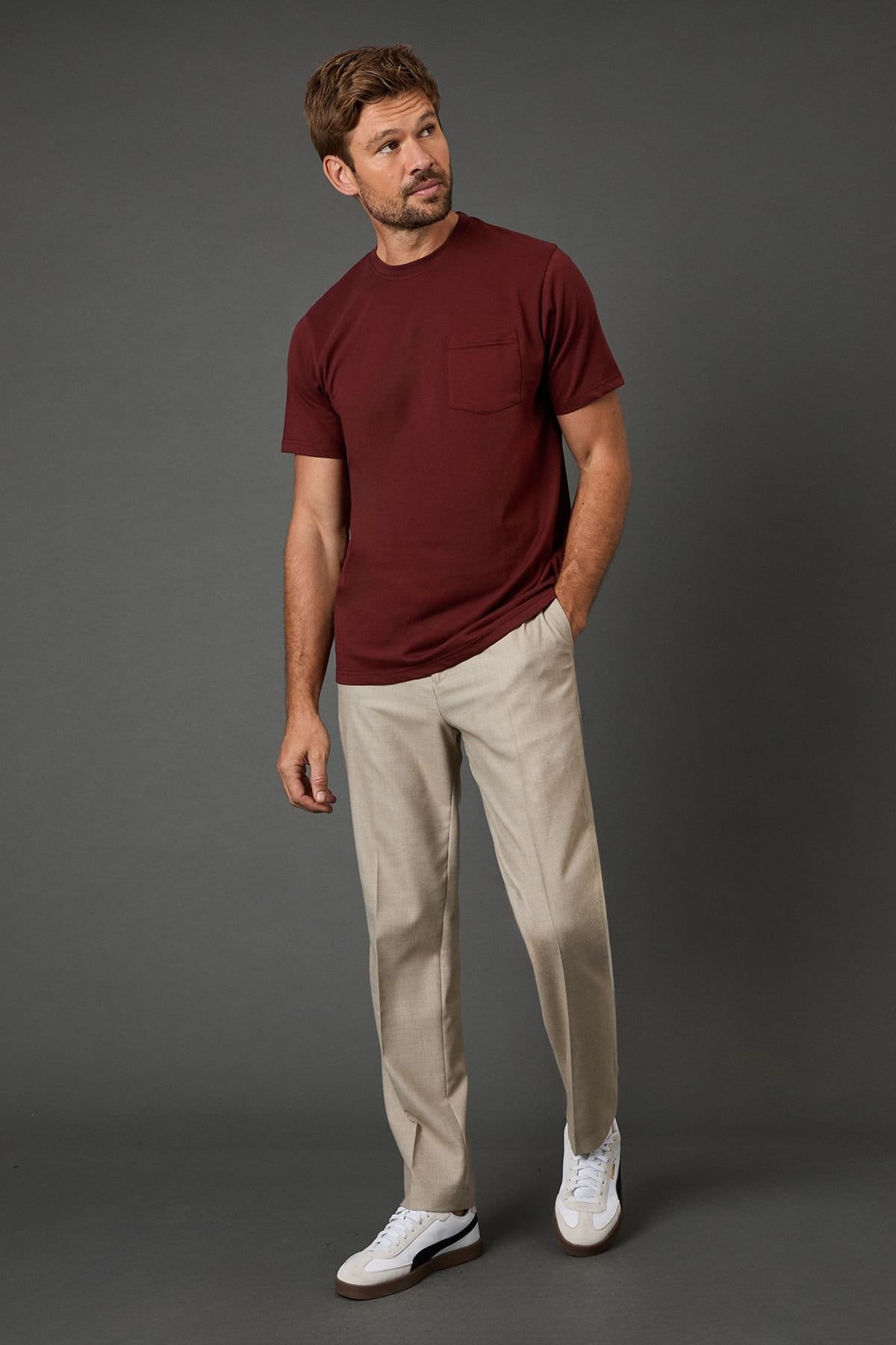 Maine Maine Men's Dark Red Short Sleeve T-Shirt With Pocket - 4