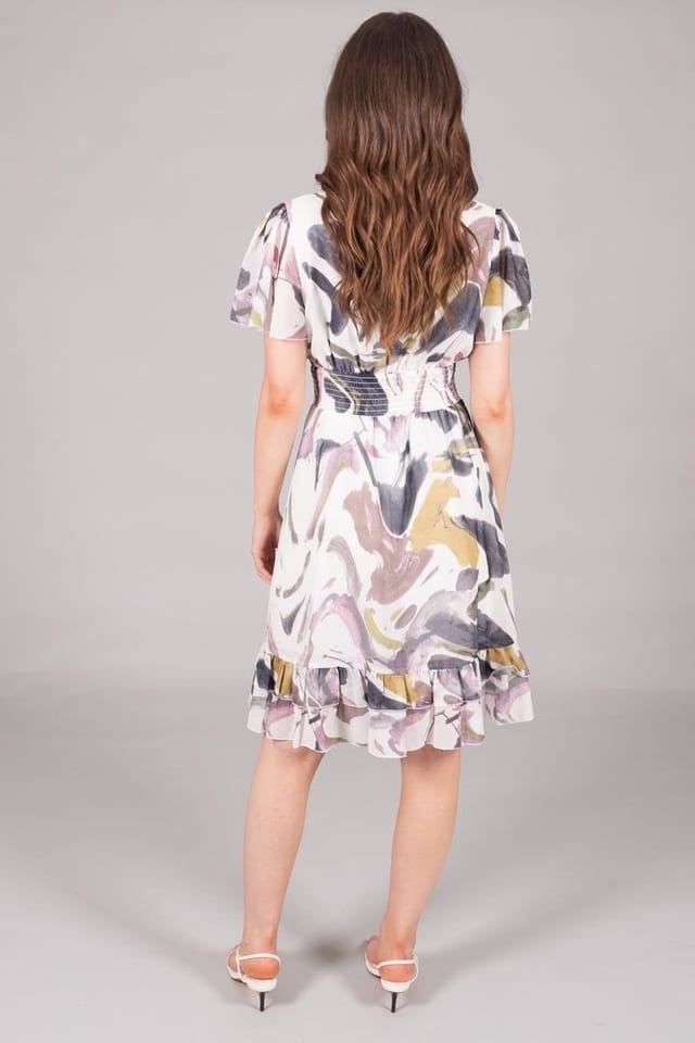 SOLO SOLO Women's Abstract Print Ruffle Hem Dress - 3
