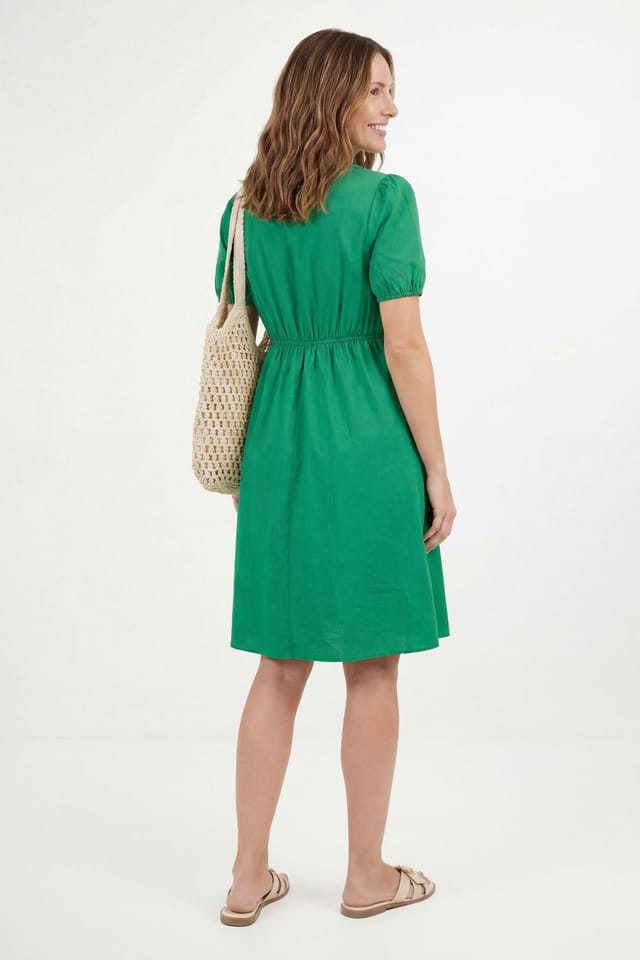 Wallis Wallis Women's Petite Summer Cotton Midi Dress in Green - 3
