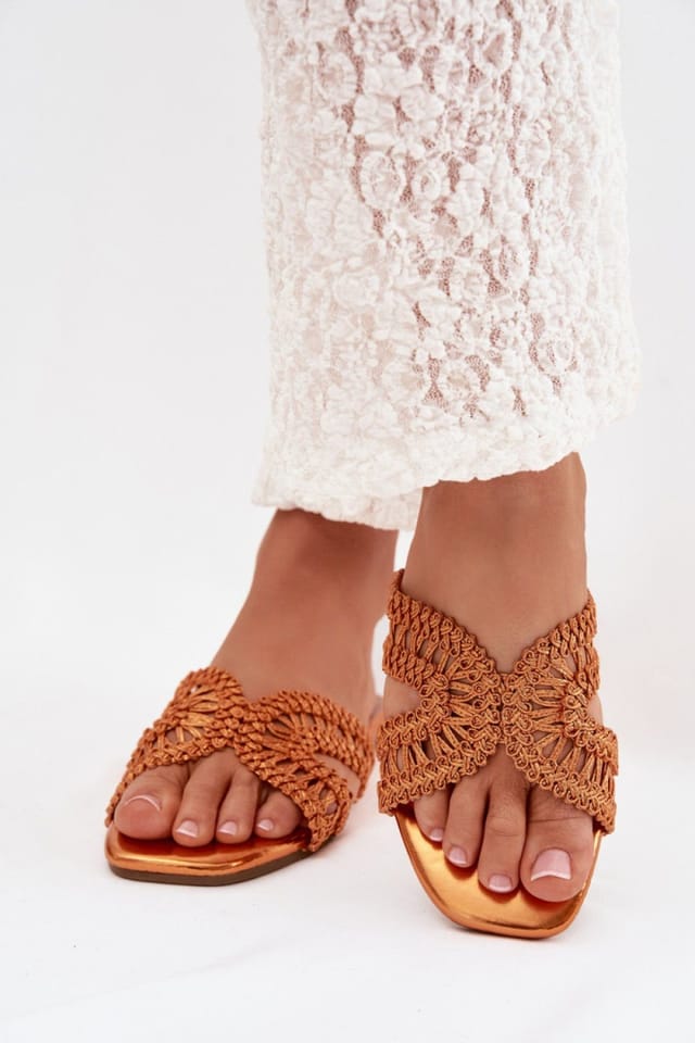 Love Lace Love Lace Women's Flip Flops Comfort Footbed Sliders Lightweight Everyday in Orange - 3