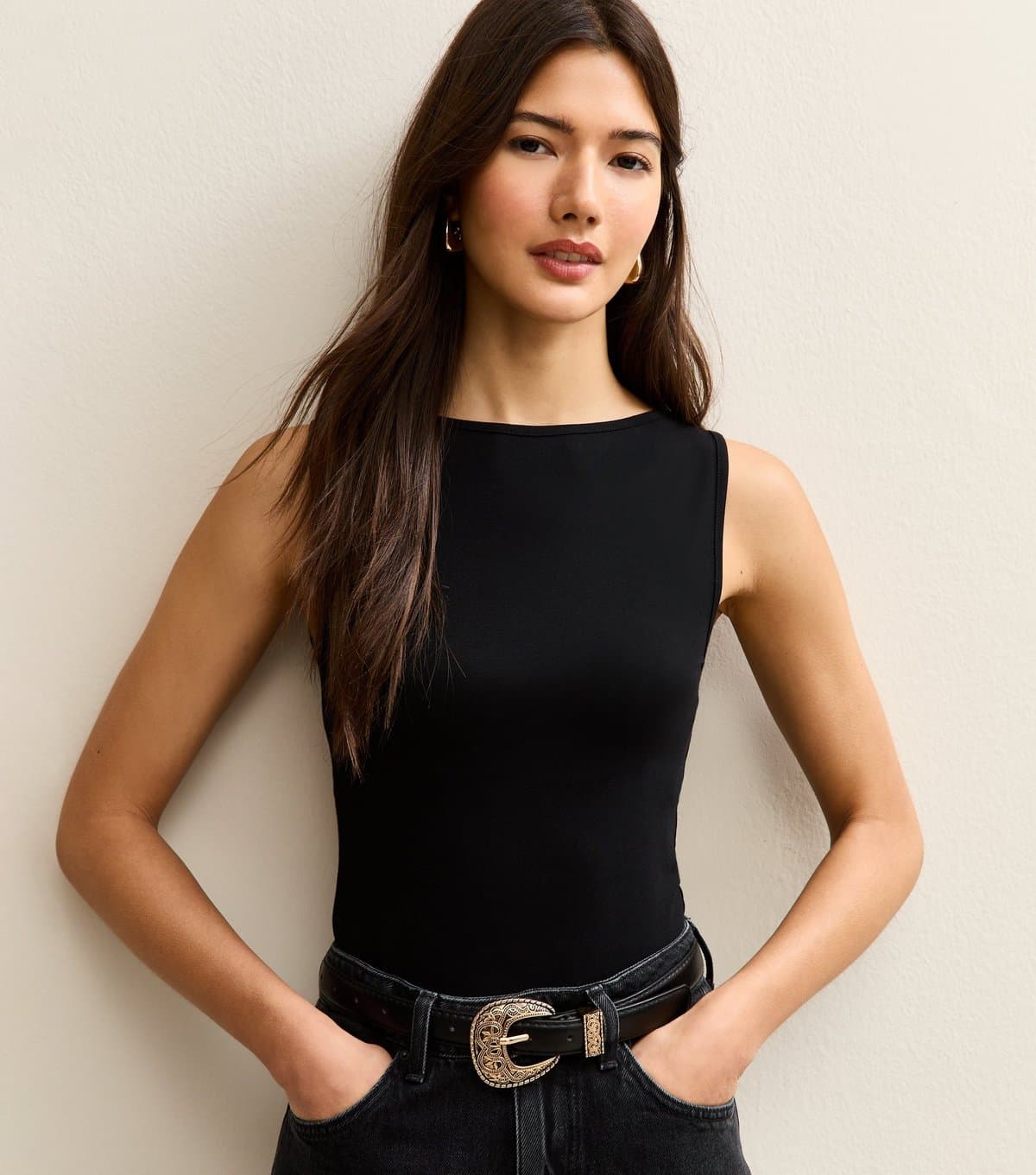 New Look New Look Black Sleeveless Scoop Neck Bodysuit