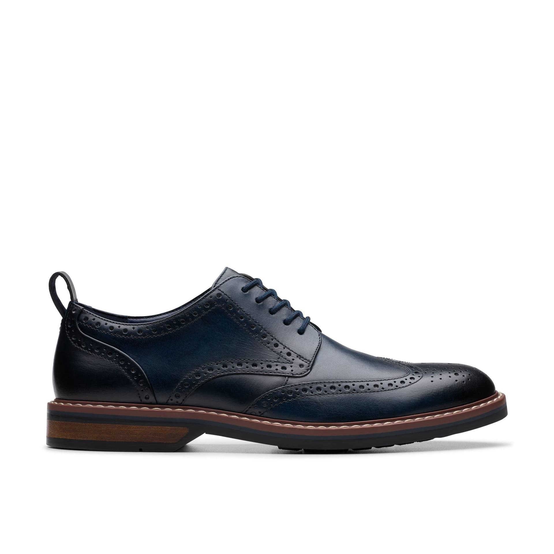 Clarks Clarks Men's Aldwin Limit Brogue Navy Leather Brogues, Lace Up in Blue