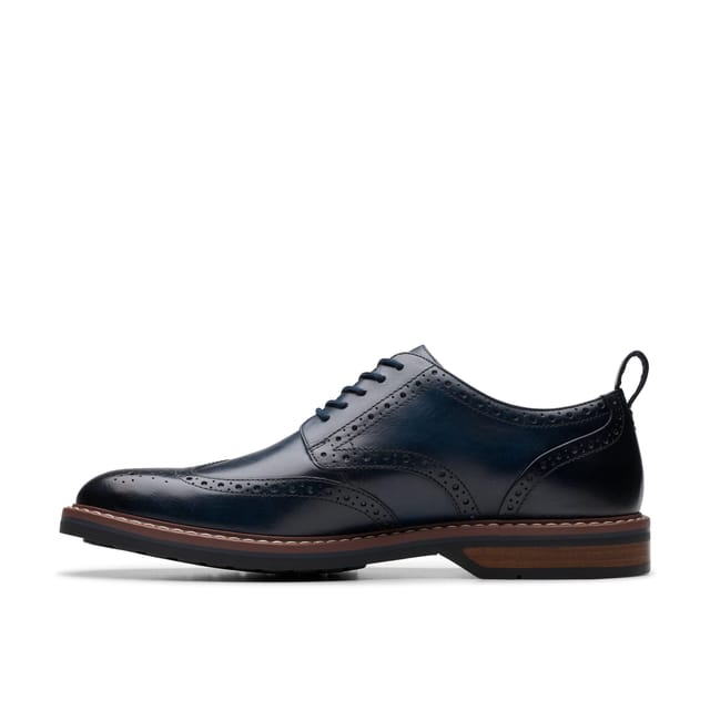 Clarks Clarks Men's Aldwin Limit Brogue Navy Leather Brogues, Lace Up in Blue - 2
