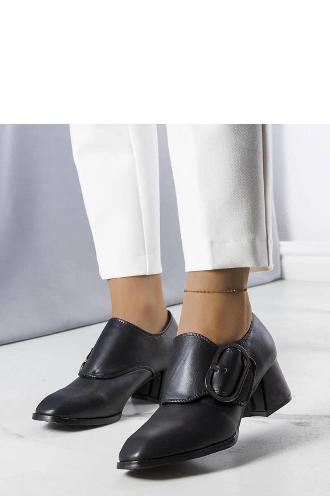 Love Lace Love Lace Women's Elegant Low Heel Square Toe Pump with Buckle Strap Velcro Comfort in Black