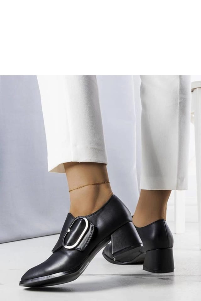 Love Lace Love Lace Women's Elegant Low Heel Square Toe Pump with Buckle Strap Velcro Comfort in Black - 3
