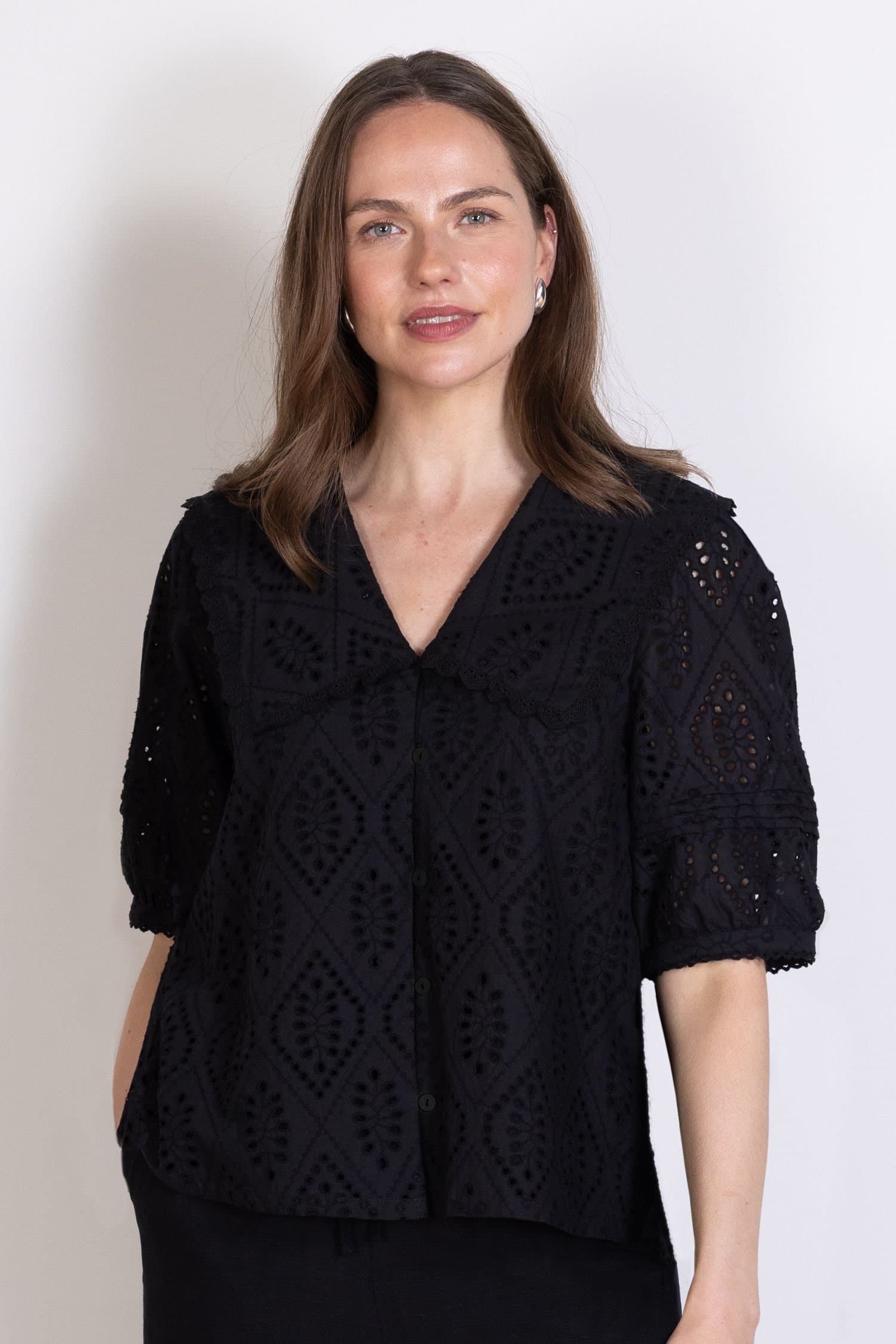 Nomads Clothing Nomads Clothing Black Broderie Anglaise Blouse