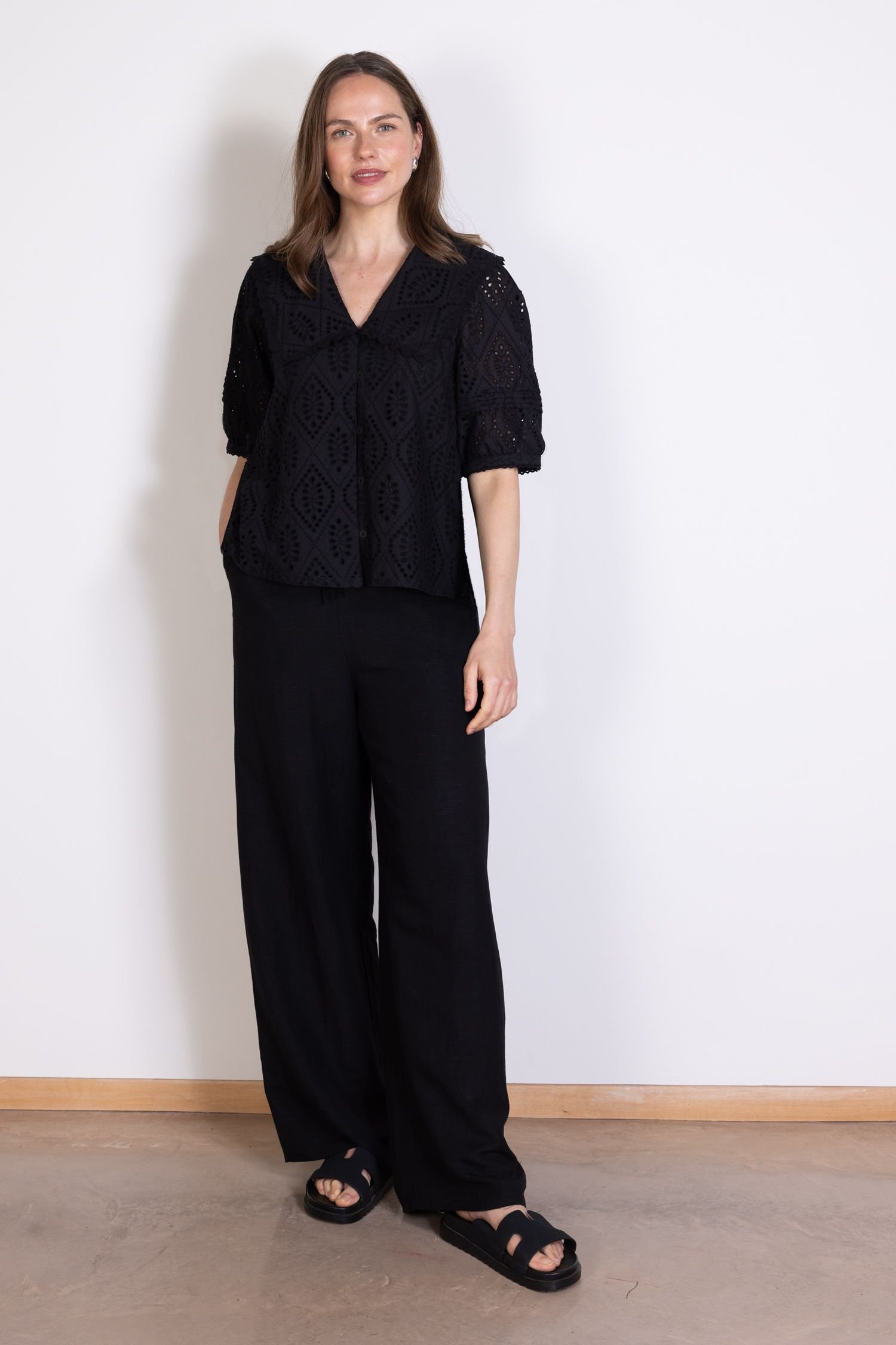 Nomads Clothing Nomads Clothing Women's Broderie Anglaise Blouse in Black - 2