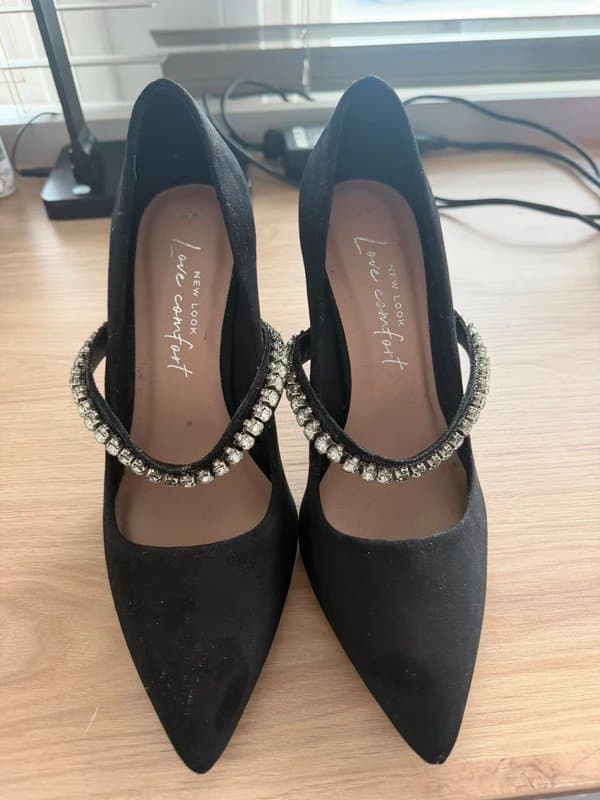New Look Black velvet heels