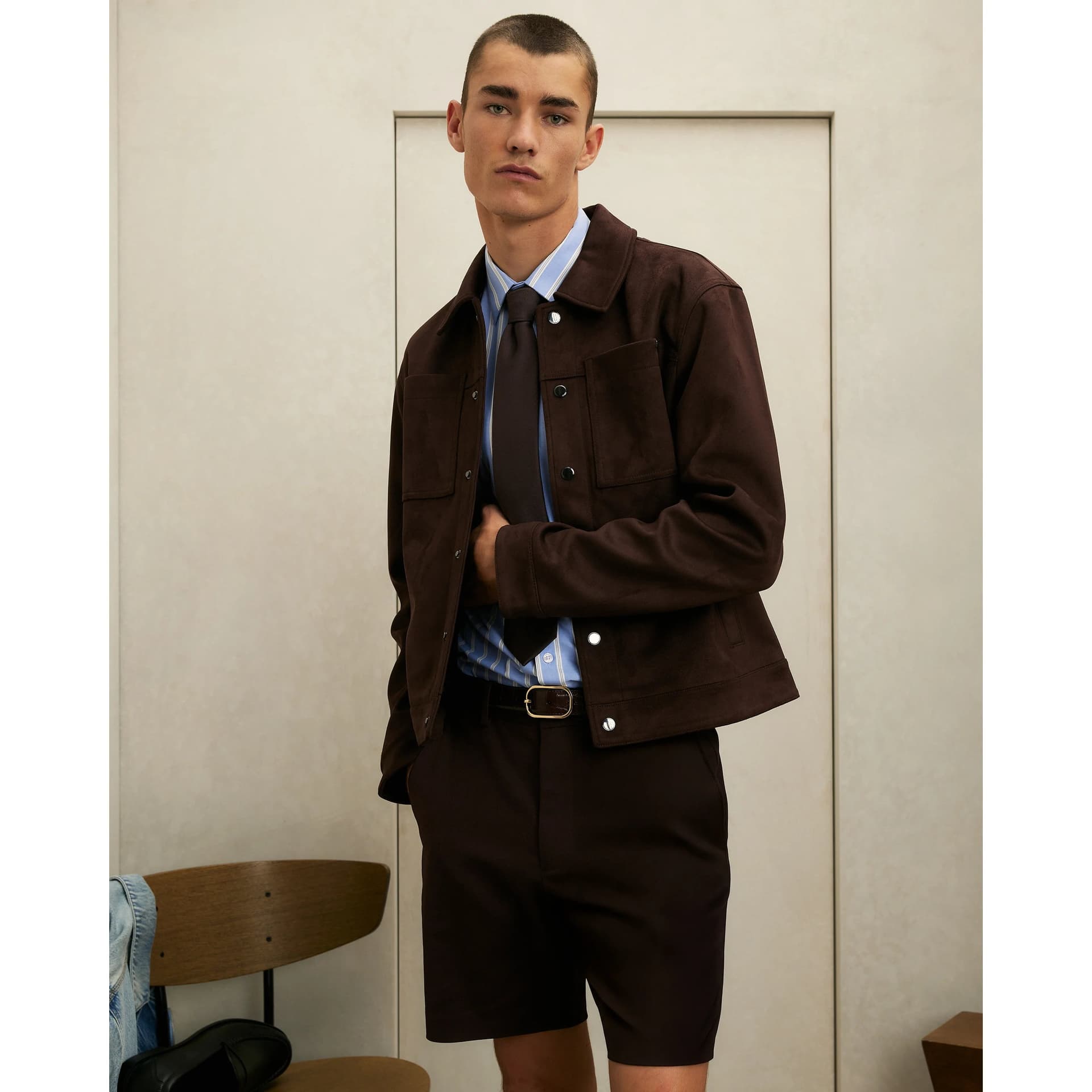 River Island Mens River Island Brown Faux Suede Western Style Jacket