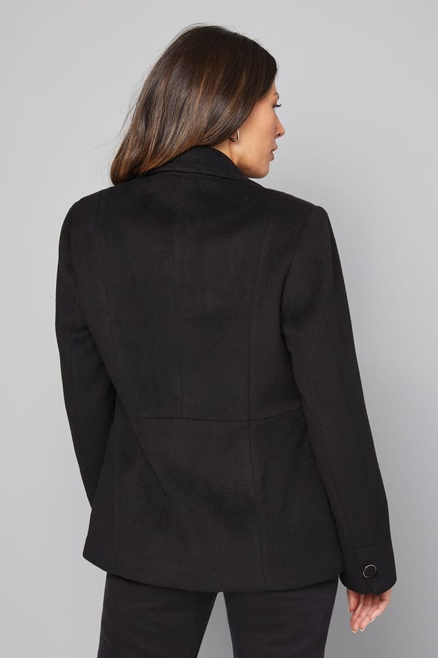 Wallis Wallis Women's Double Breasted Puff Shoulder Jacket in Black - 3
