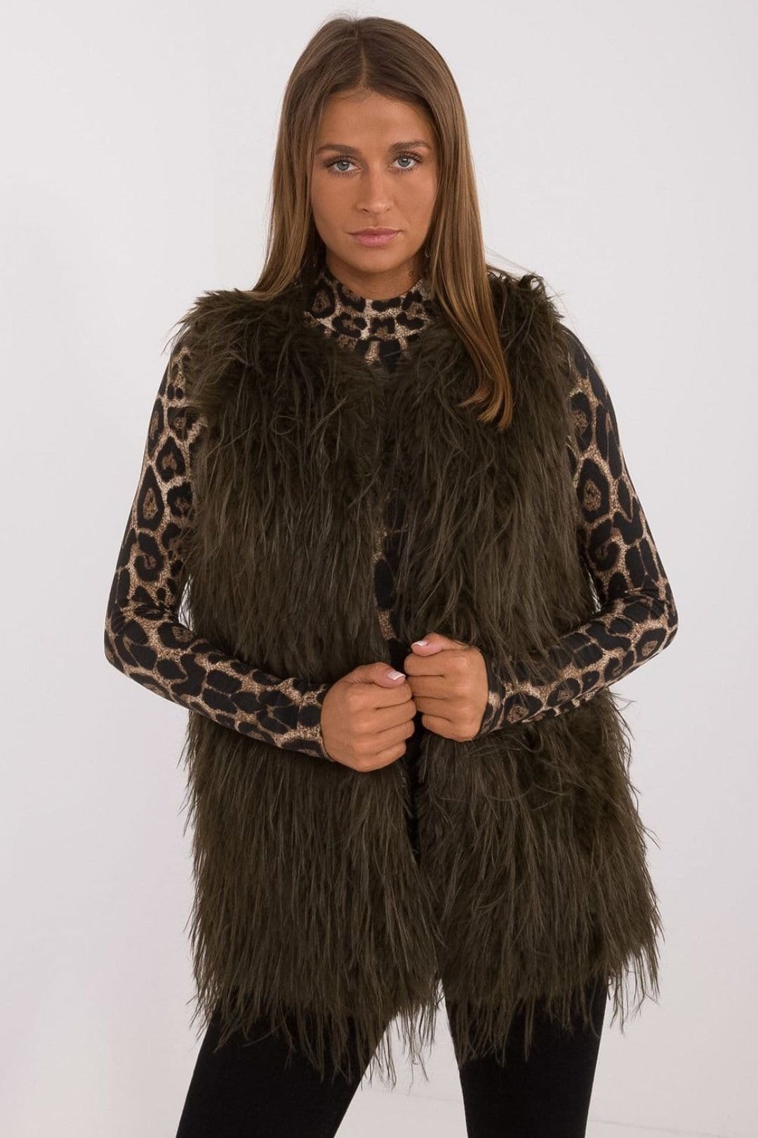 Love Lace Green Faux Fur Vest for Women