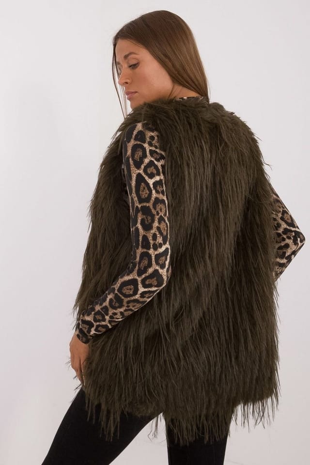 Love Lace Love Lace Women's Casual Faux Fur Polyester Vest with Lining in Green - 2