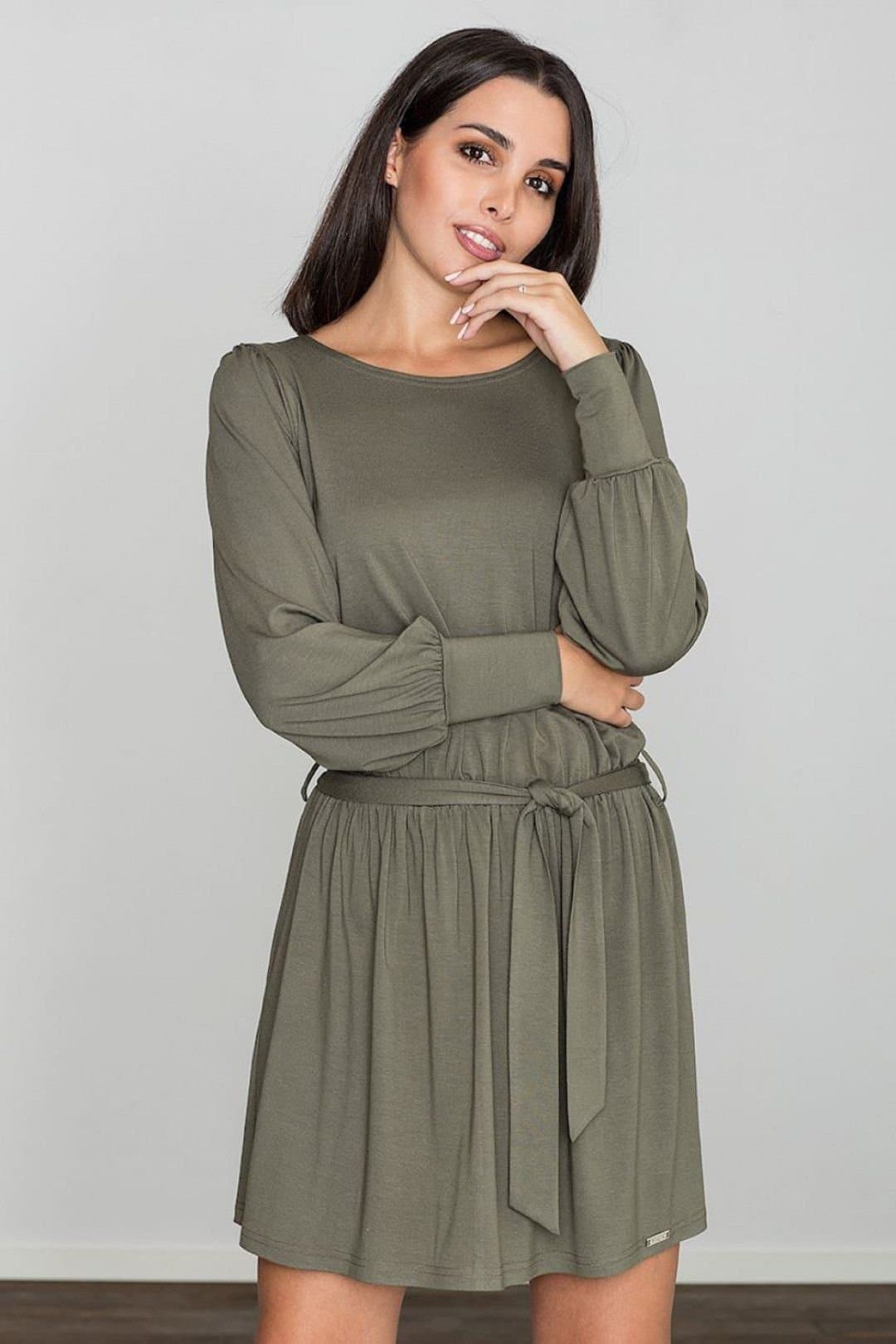 Love Lace Love Lace Women's Elegant Loose Long Sleeve Day Dress with Cuffs in Green