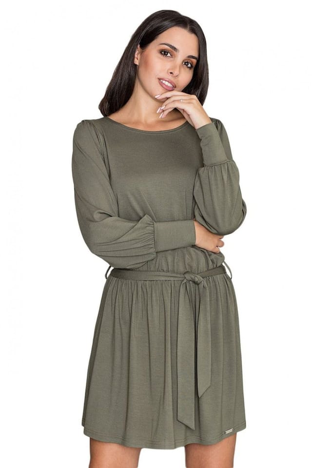 Love Lace Love Lace Women's Elegant Loose Long Sleeve Day Dress with Cuffs in Green - 2