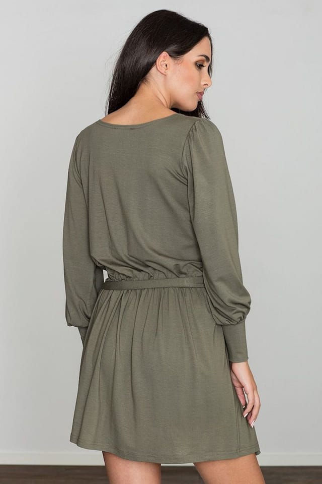 Love Lace Love Lace Women's Elegant Loose Long Sleeve Day Dress with Cuffs in Green - 3