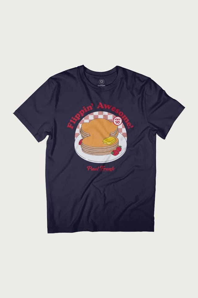 Paul Frank Paul Frank Men's Flippin' Awesome Julius Monkey Breakfast Pancake Stack T-Shirt in Navy - 2