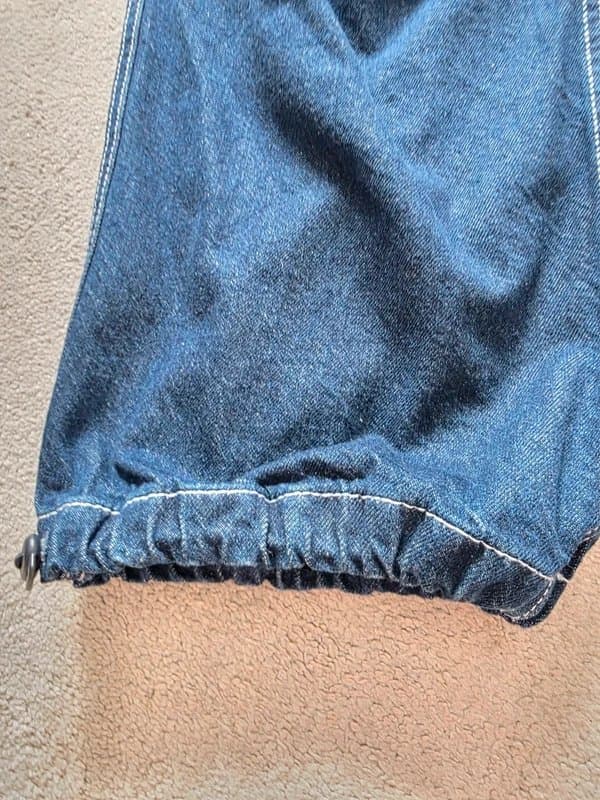 Bershka Bershka dark indigo wash Y2K style baggy parachute pants jeans size Large