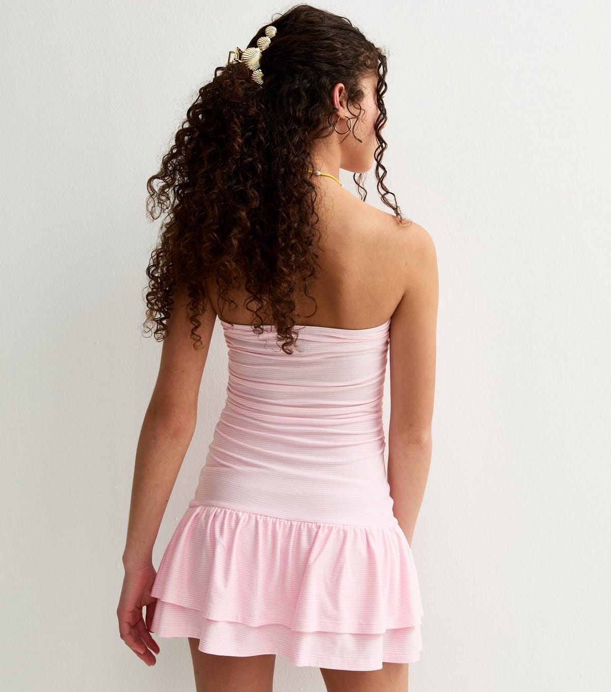 New Look Girls' Pink Striped Strapless Rara Mini Dress New Look - 4