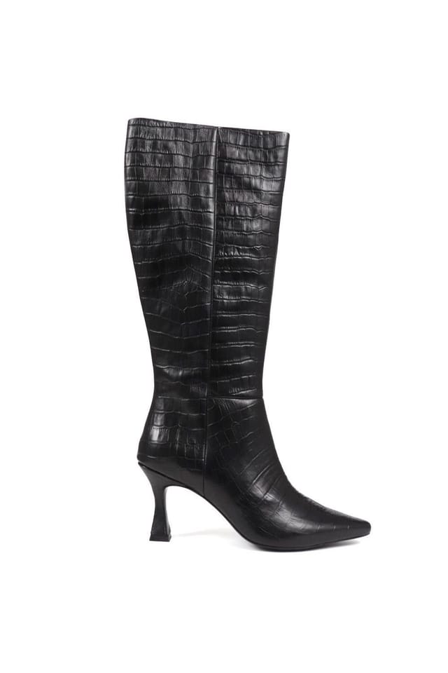 Jones Bootmaker Jones Bootmaker Women's Knee-High Leather Heeled Boots in Black - 2