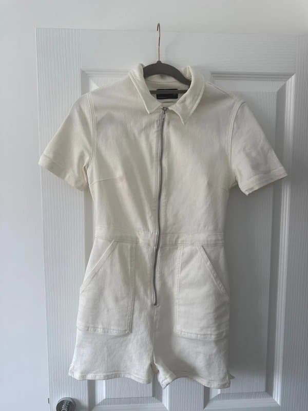 ASOS Design ASOS design zip up denim playsuit white / cream
