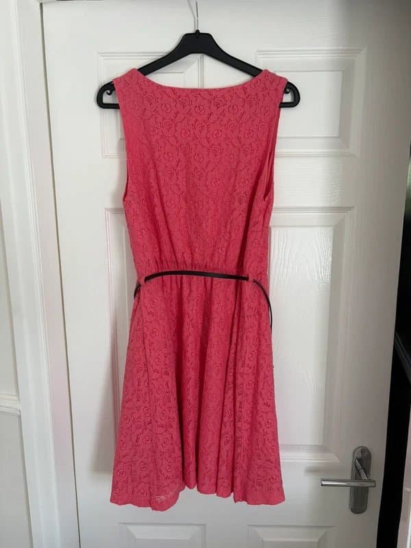 New Look Old label new look pink lace embroidered skater dress belted Y2K style