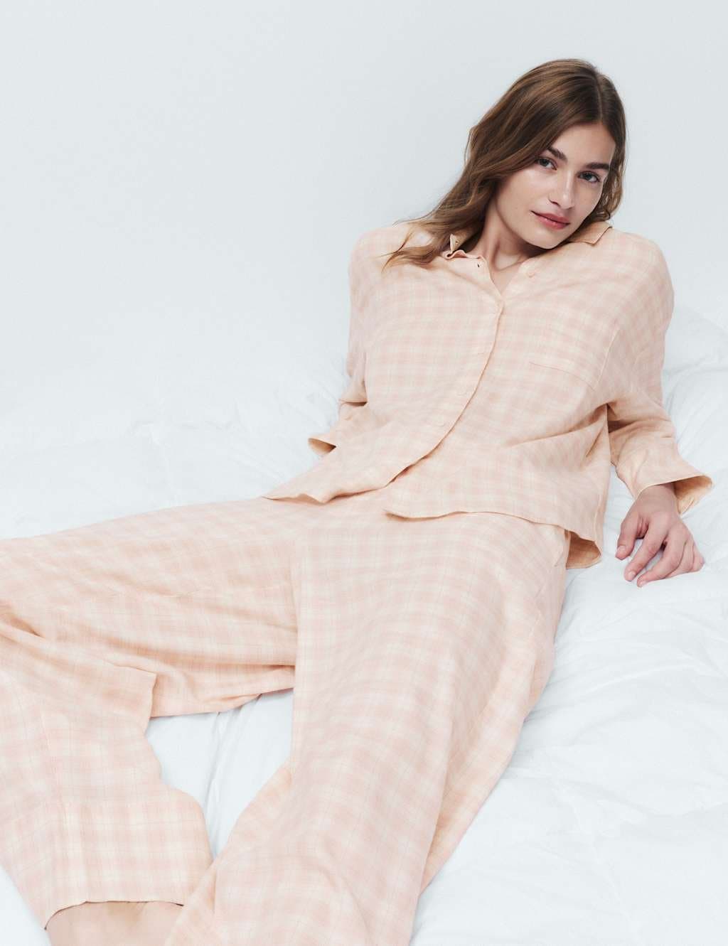 Marks & Spencer M&S Pink Mix Checked Pyjama Set
