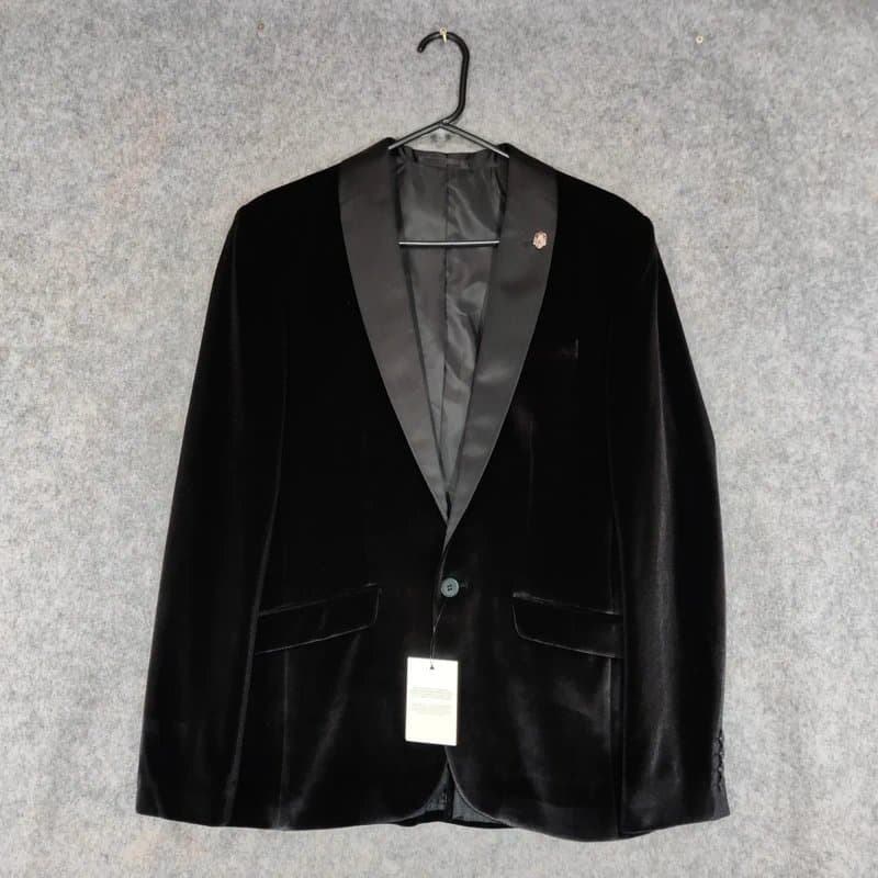 ASOS ASOS Jacket Size 38R Super Skinny Fit Black Velvet Tuxedo Smoking Dinner Blazer