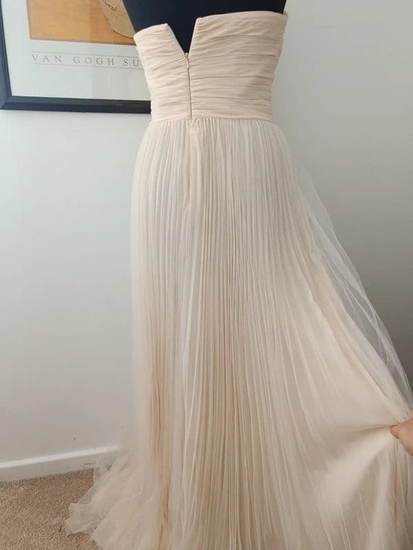 ASOS Asos bridal ivory ruched mesh bandeau pleated tulle gown maxi dress size UK 10 - 1
