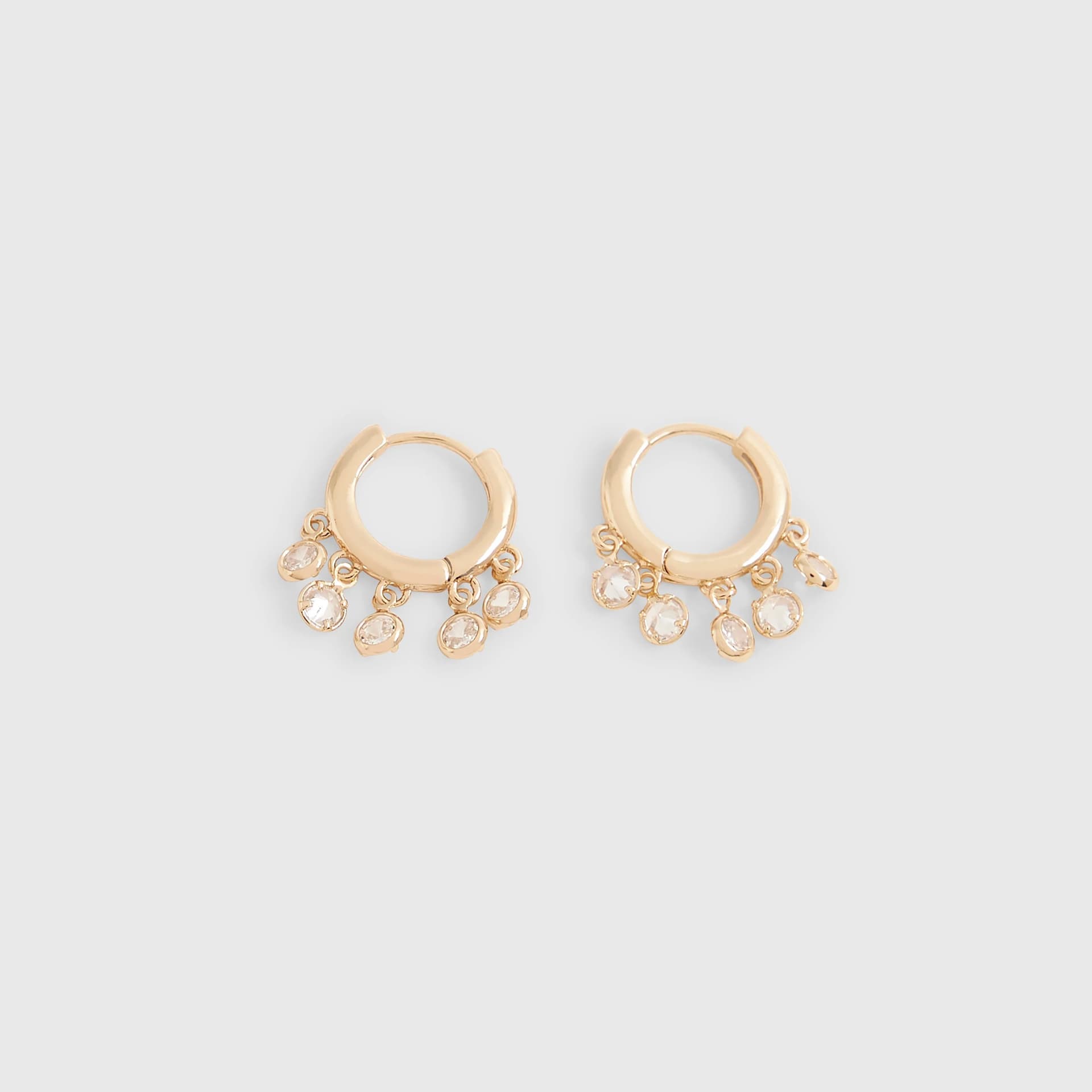 River Island River Island Womens Gold Diamond Simulant Drop Hoop Earrings