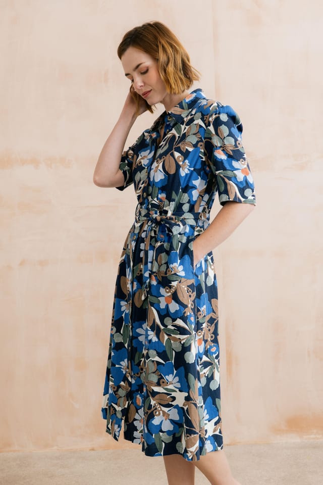 Lily & Me Lily & Me Women's Robyn Belted Tea Dress in Navy - 3