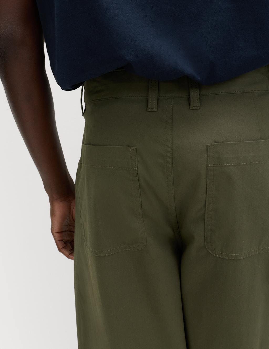 Marks & Spencer M&S Barrel Fit Trousers Dark Khaki - 2