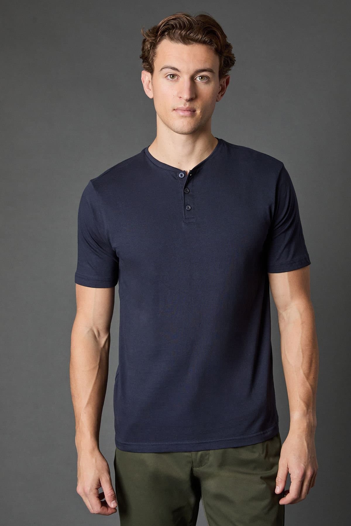 Burton Burton Men's Navy Grandad Neck T-Shirt