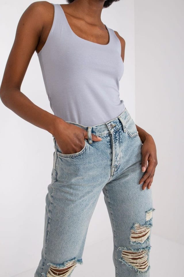 Love Lace Love Lace Women's Strapy Simple Cut T-Shirt Summer Top in Grey - 2