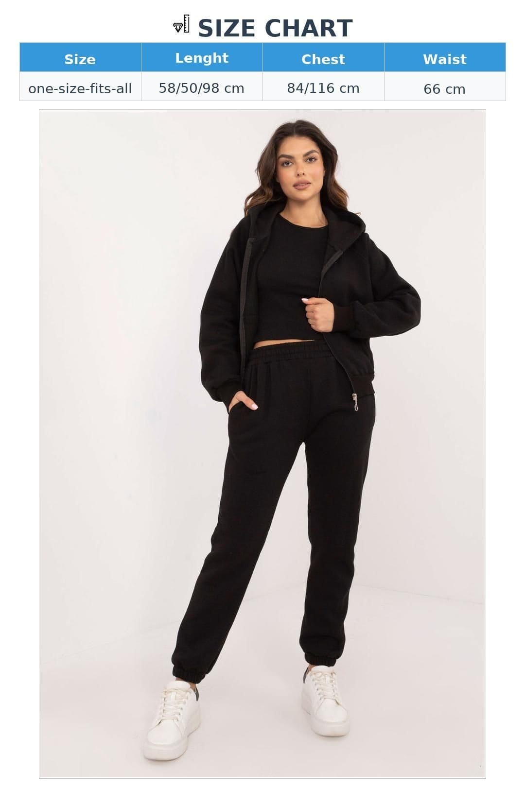 Love Lace Love Lace Women's Melange Zip Hoodie Sweatshirt Set with Pants in Black - 4