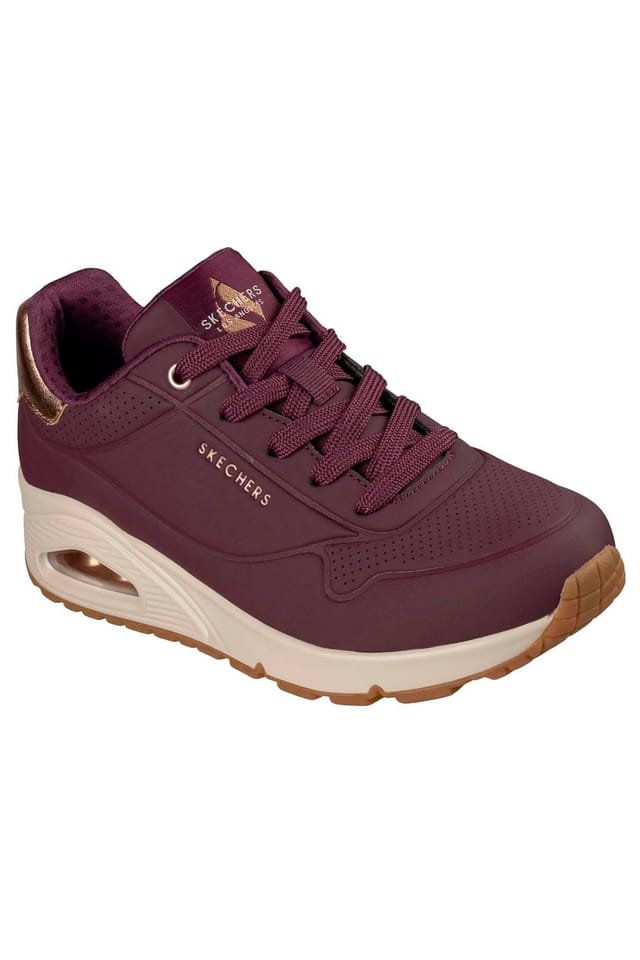 Skechers Skechers Women's Uno Metallic Heel Lace-Up Trainers Purple - 3