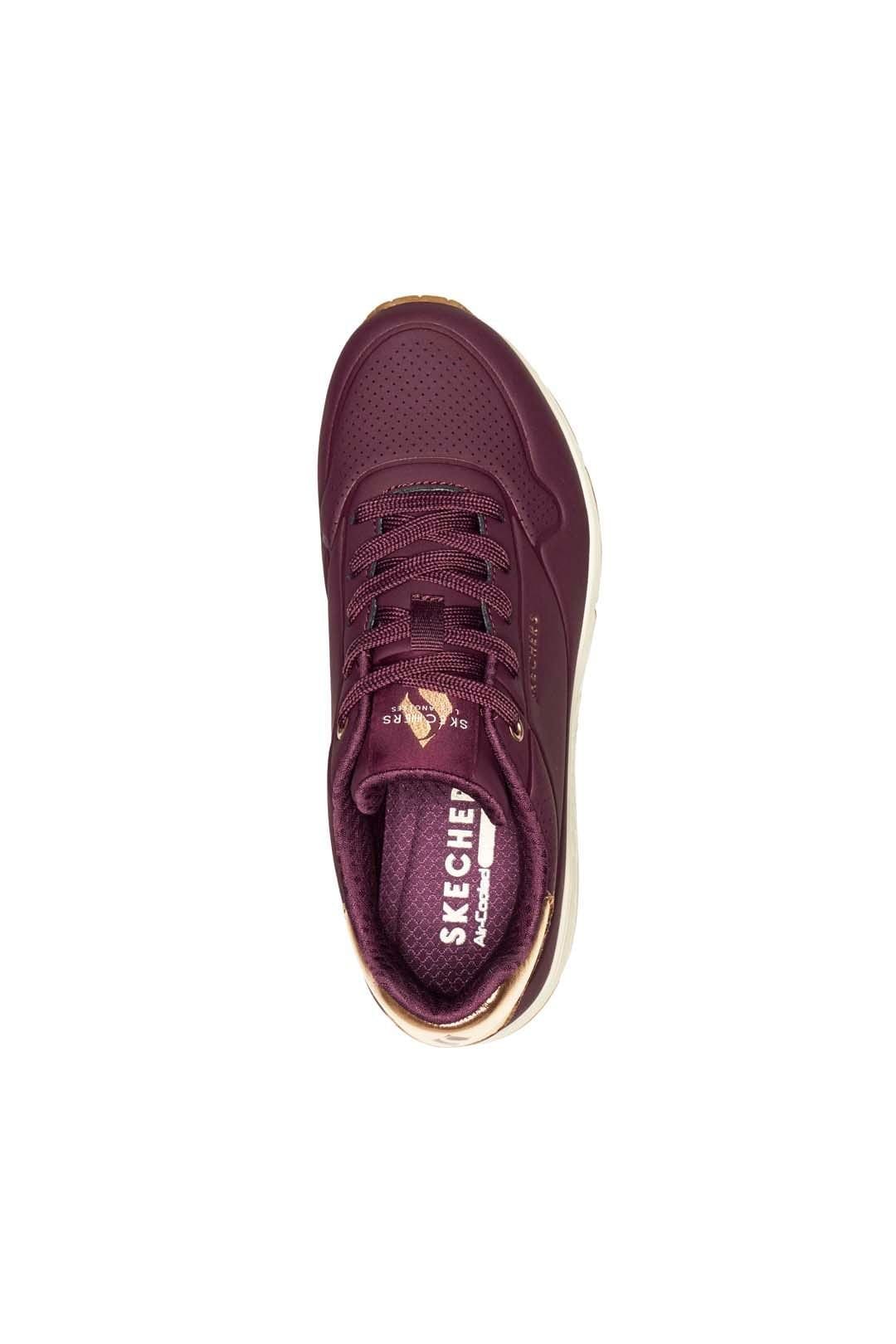 Skechers Skechers Women's Uno Metallic Heel Lace-Up Trainers Purple - 4