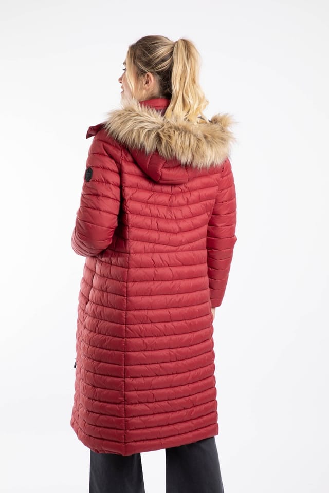 Weird Fish Weird Fish Women's Kempley Lightweight Padded Mid-Line Hooded Jacket in Red - 3
