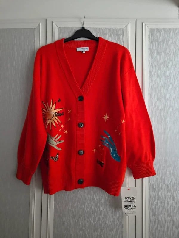 Never Fully Dressed Red Celestial Cardigan Size L BNWT