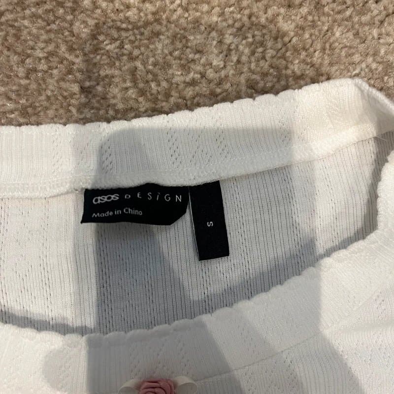 ASOS ASOS White Oversized Vest T-Shirt with flower detail  Size S