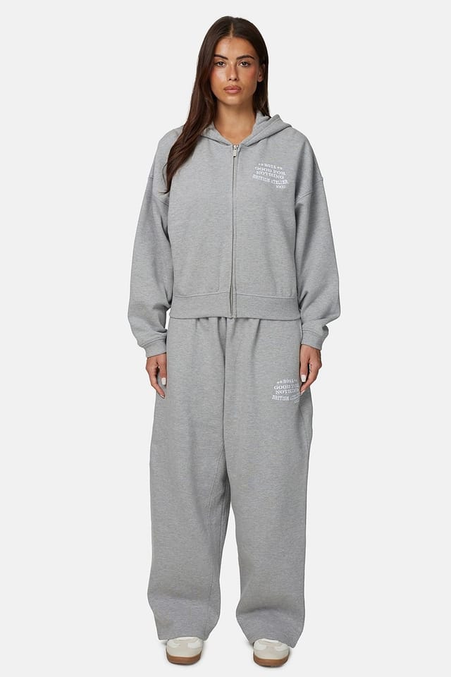 Good For Nothing Good For Nothing Women's Baggy Zip Hoodie with Embroidered Logo in Grey - 3