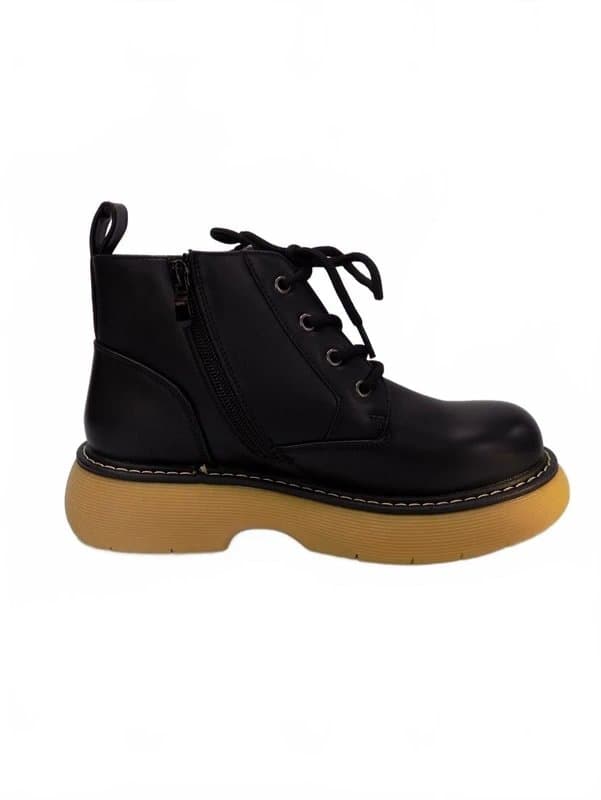 Vestante Black Ankle Boots Womens UK 7 Chunky Lace Up Platform Faux Leather Goth Combat