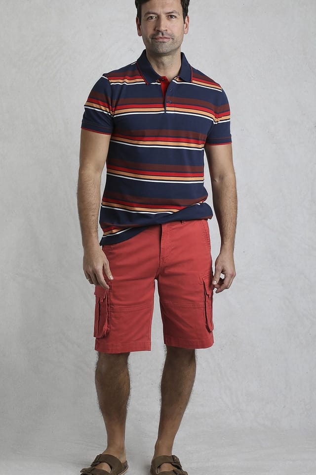 Weird Fish Weird Fish Men's Rigney Cargo Shorts in Maroon - 3
