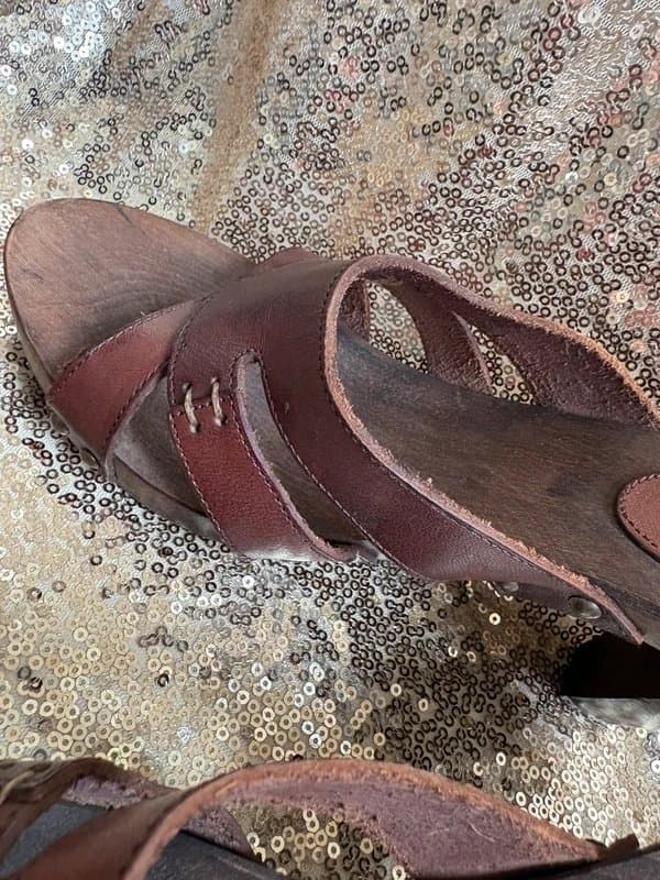 fireback Fireback wooden leather mule sandals
