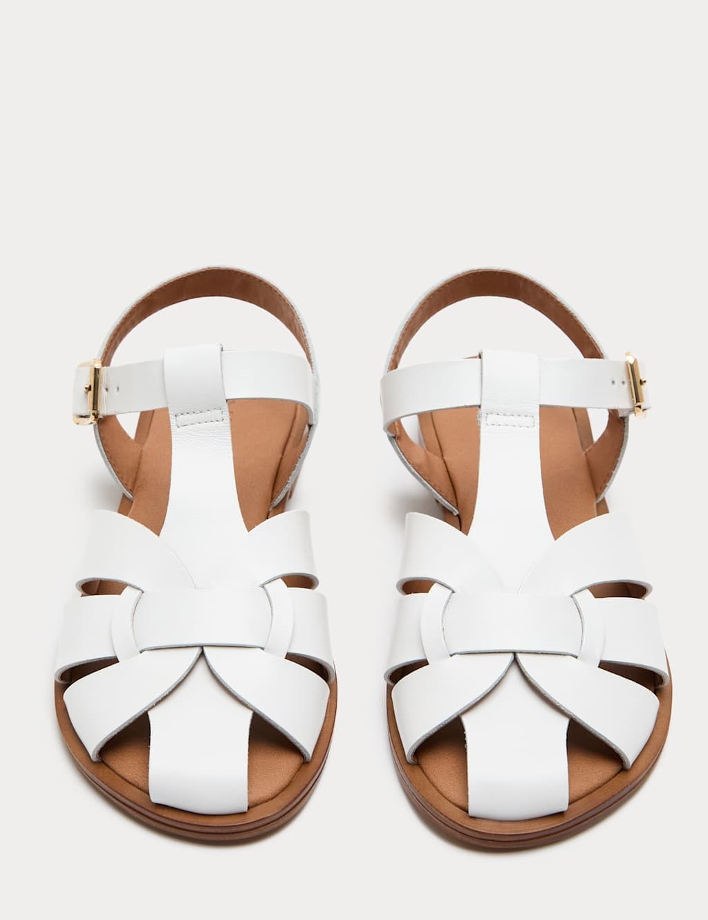 Marks & Spencer M&S White Leather Ankle Strap Flat Sandals