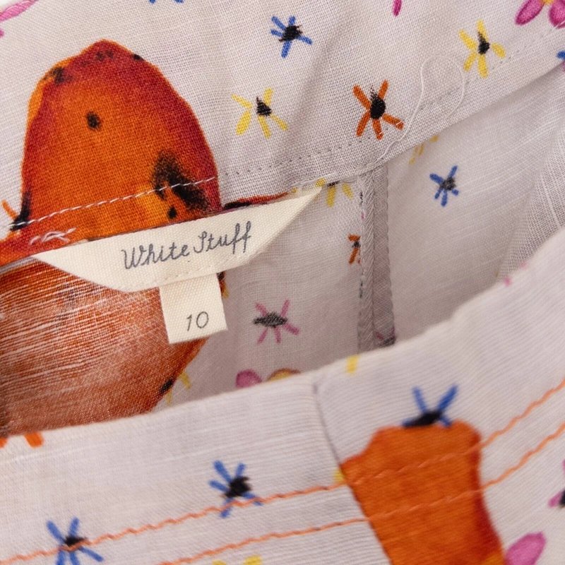 White Stuff White Stuff Cotton Linen Floral Pleated Skirt - Size 10 - 1